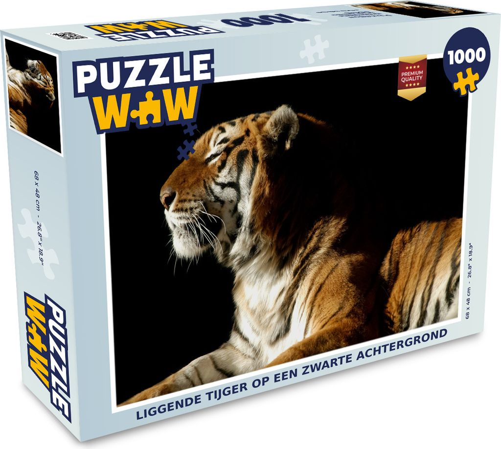 MuchoWow Puzzle 1000 Teile Tiger - Tiere - Schwarz - Erwachsene - Rätsel