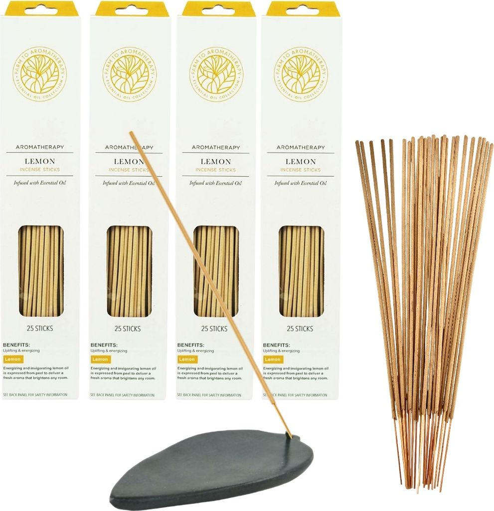 Räucherstäbchen Aromatherapie Zitrone 100 Stäbchen inkl. Räucherstäbchenhalter aus Speckstein