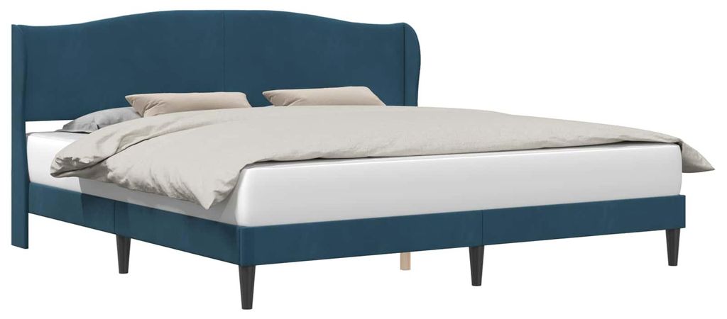 vidaXL Bettrahmen mit Kopfteil Blau 200 x 200 cm Samt