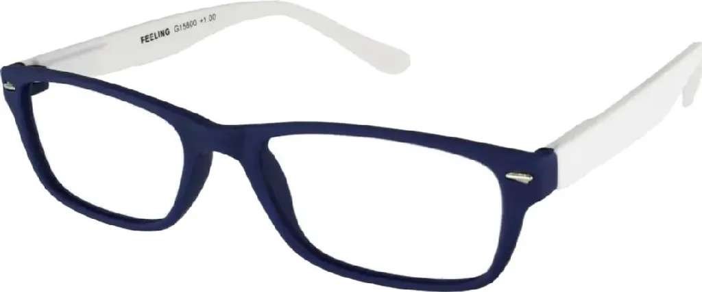 Feeling G15800 Occhiali da Lettura +1.00 Bianco-Blu - Leggeri e Cool