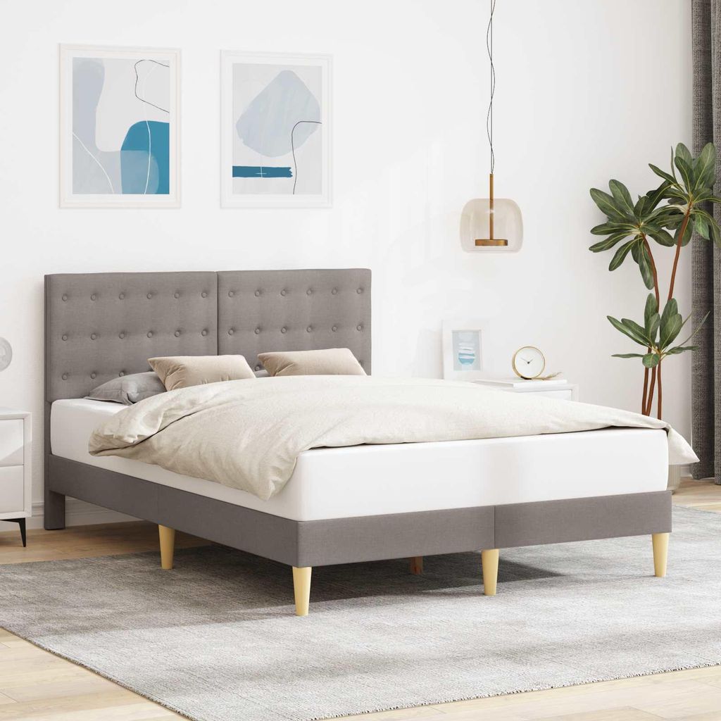 Maison Exclusive - Bettrahmen mit Kopfteil Taupe 140 x 200 cm Stoff