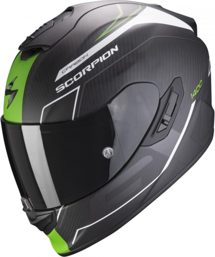 Scorpion EXO 1400 Carbon Air Beaux Helm Farbe: Schwarz Matt/Grün, Grösse: XXL (63/64)