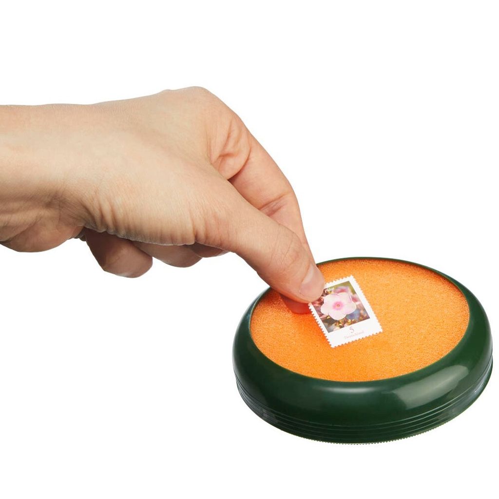 Anfeuchter für Briefmarken und Umschläge, 8,5 cm Durchmesser, mit entnehmbarem Schwamm