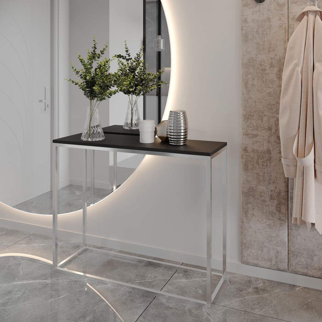 AX LIVING Konsole für Flur Lortie 100 cm schwarz Chrom-Metallgestell