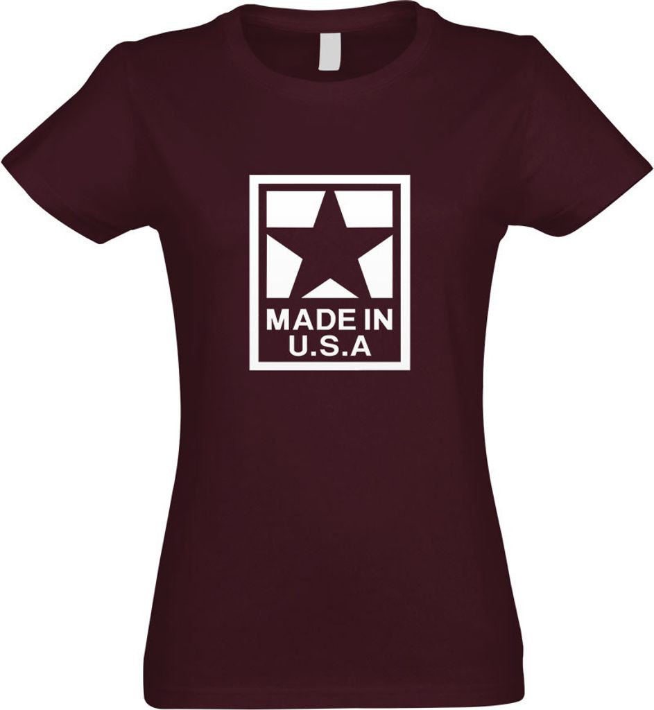 Kiwistar - T-Shirt tailliert - Damen - Burgund - USA Amerika - mit Motiv Bedruckt - Funshirt Design - Sport - Freizeit - Damen - XL