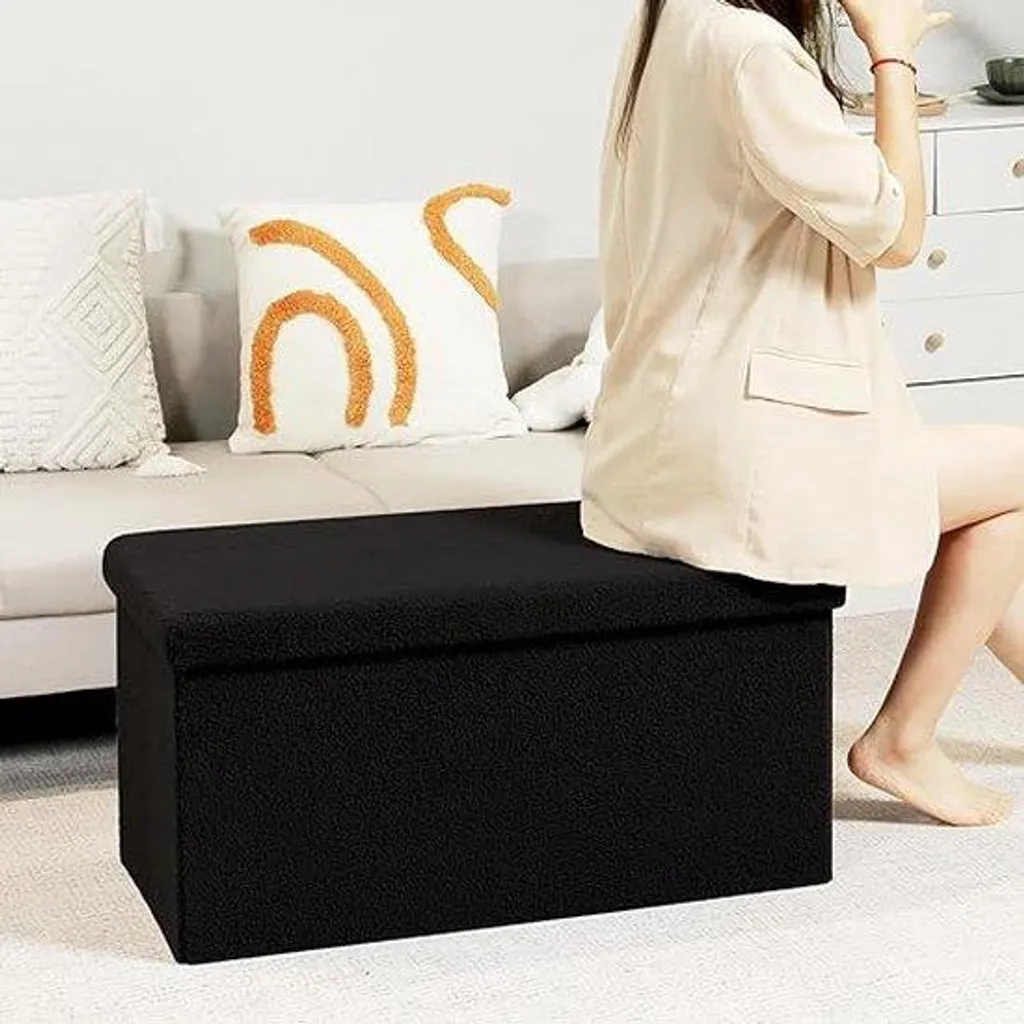 Coffre avec couvercle et tapis de tête pliable rembourré 80 x 40 x 40 cm
