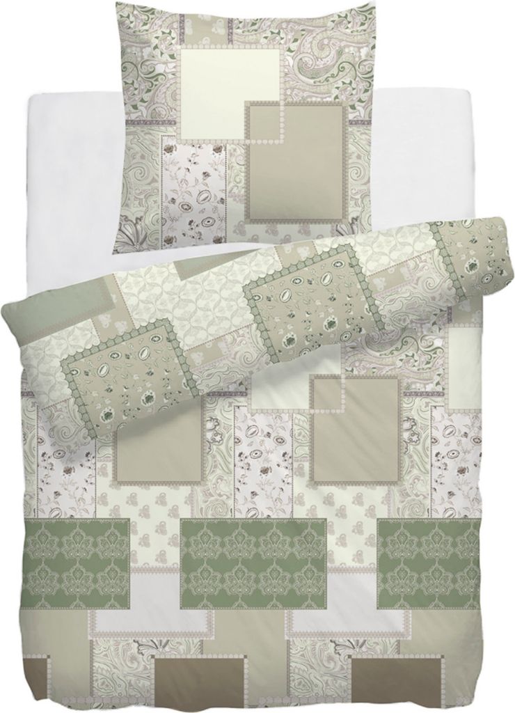 HnL Pure Baumwolle Bettwäsche Finch 135x200 cm green Produktbild 