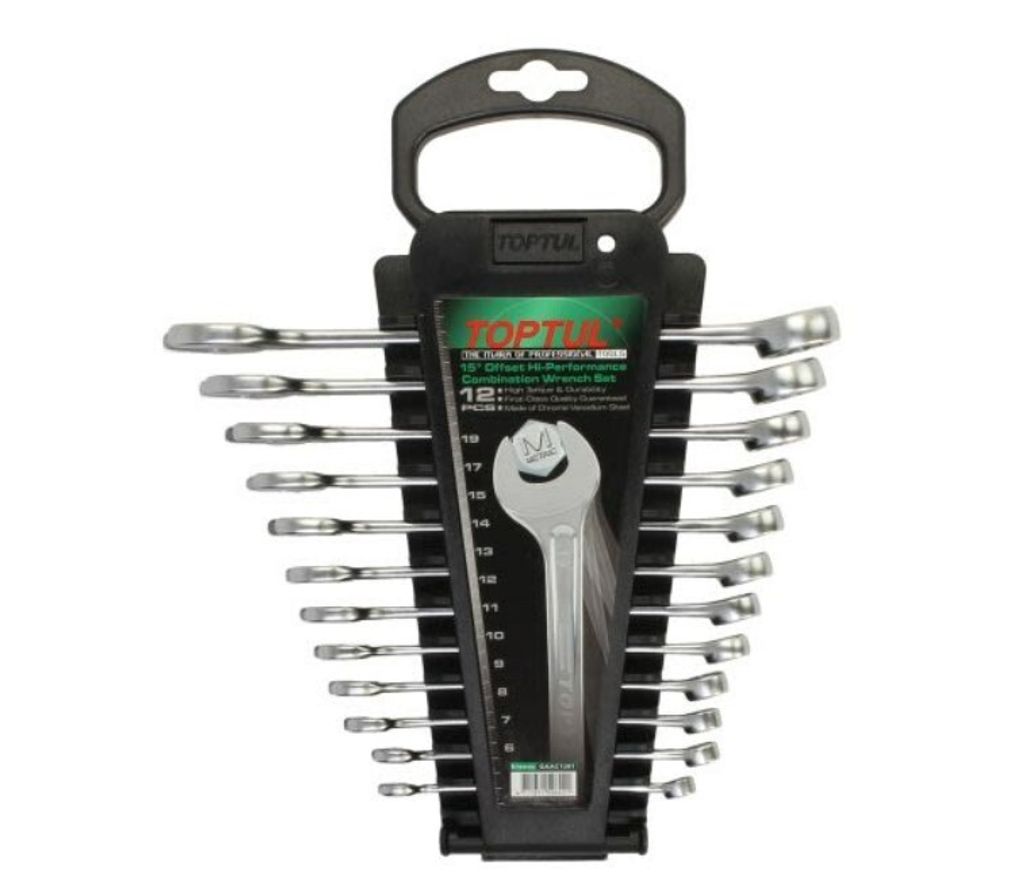 TOPTUL Doppel-Gabelschlüsselsatz GAAC1201 Chrom-Vanadium-Stahl 920g