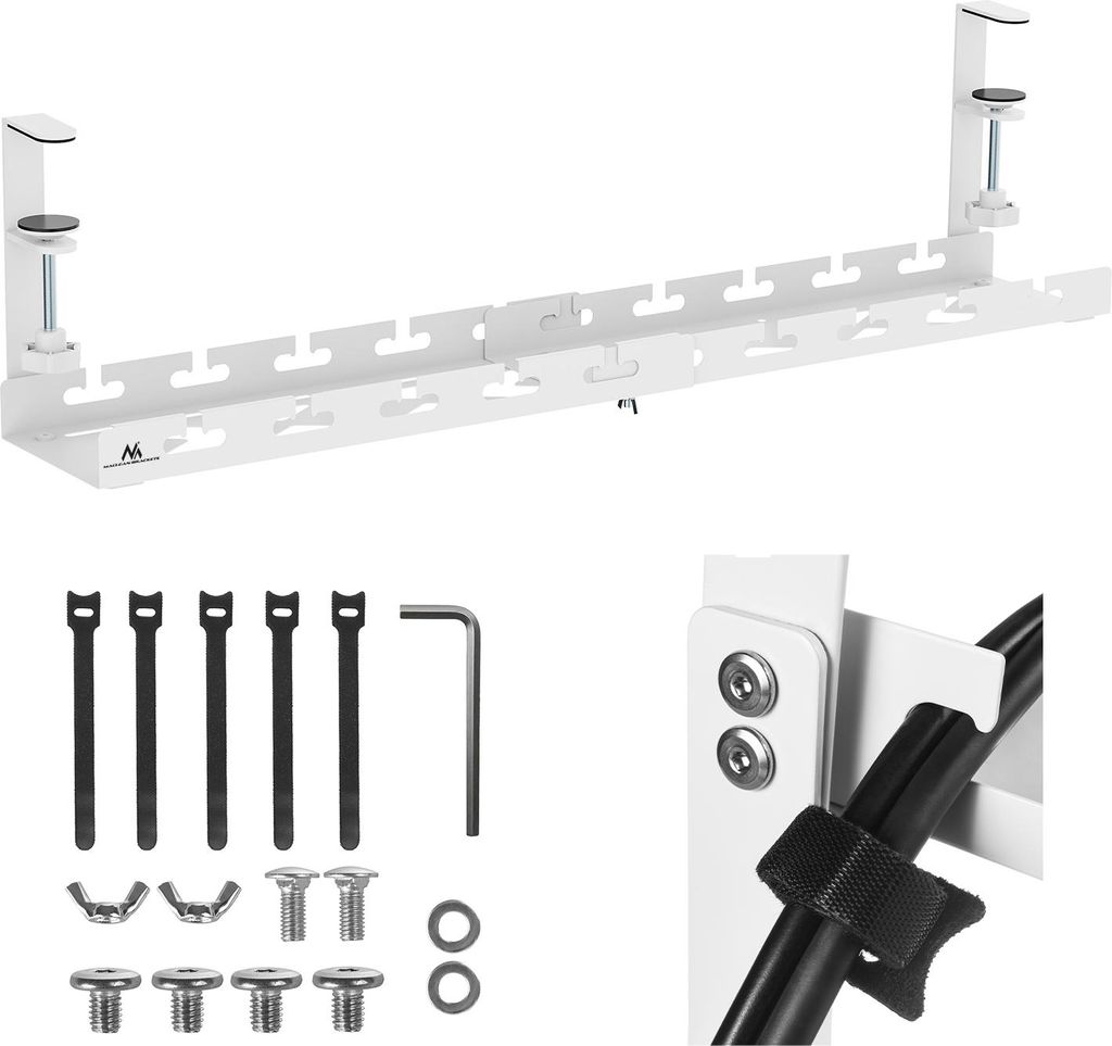 Maclean Untertisch-Kabelorganisation max. 5kg Belastung max. 728mm weiß MC-103 W
