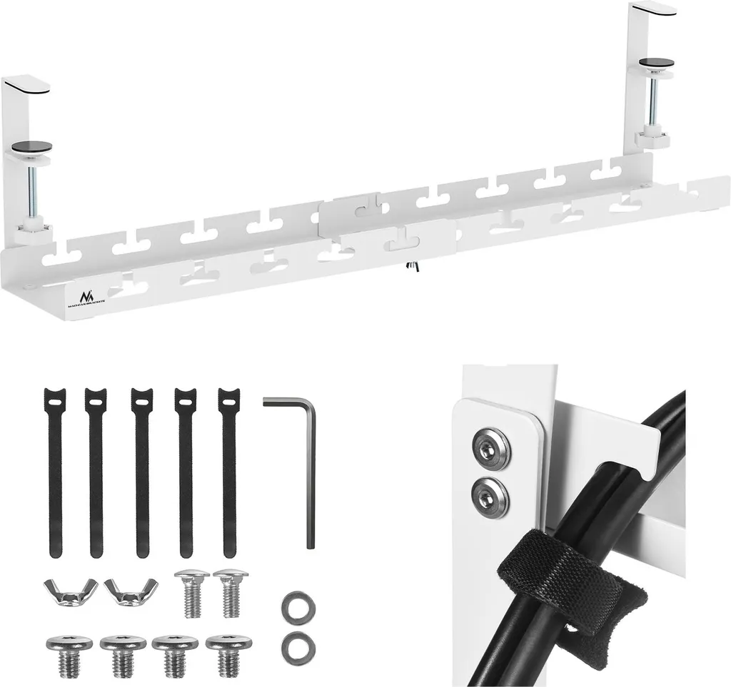 Organizzatore di cavi sottopiano Maclean carico max. 5 kg max. 728 mm bianco MC-103 W