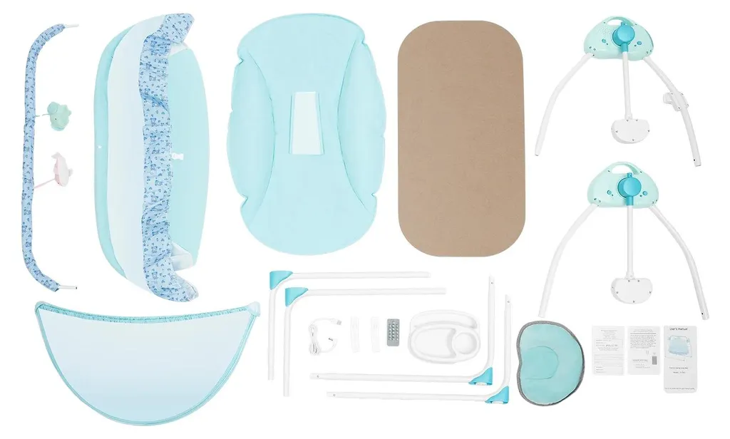 Berceau électrique bébé à balancement ajustable et design portable bleu