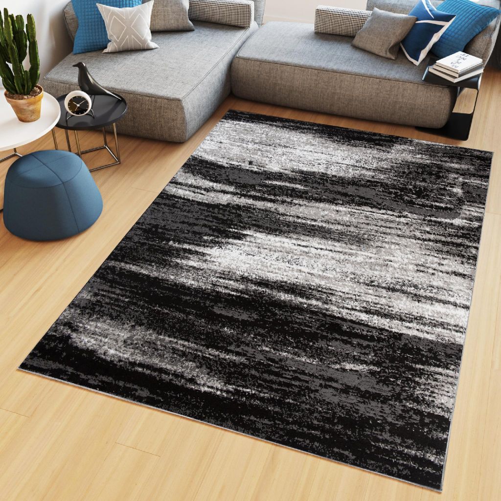 Tapiso Teppich MAYA Modern Grau Schwarz Schlafzimmer 300 x 400 cm