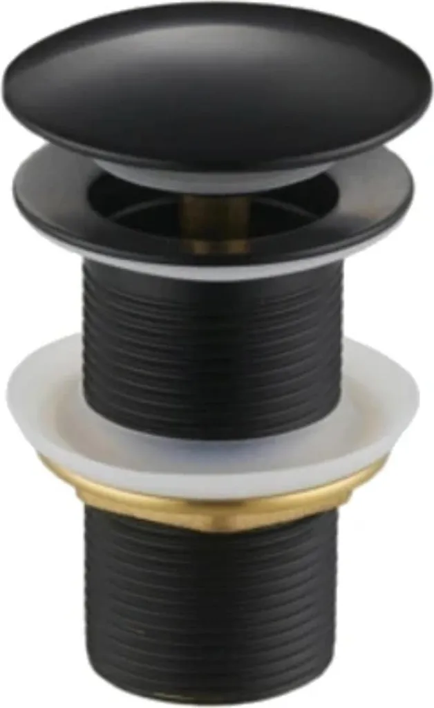 Garnitura di scarico a clic-clac per lavabo senza troppopieno, ottone, nero, 40 mm