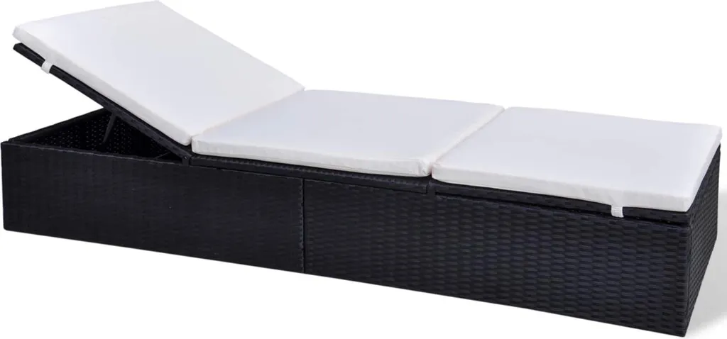 Chaise longue de jardin en poly rotin noir vidaXL inclinable 194 cm