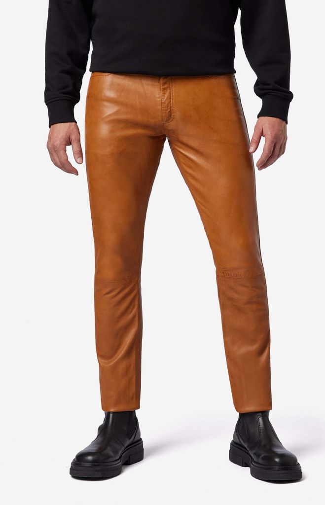 Herren Lederhose Lederjeans Ricano SLIM FIT – cognac / 33