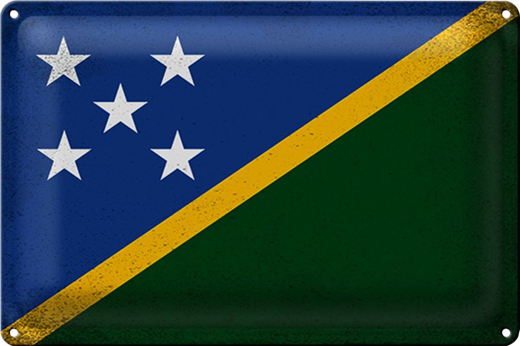 Blechschild Flagge Salomonen 40x30cm Solomon Islands Vintag