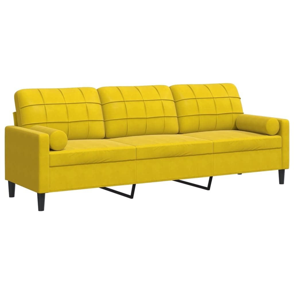 (Robust Möbel) Sofa 3-Sitzer mit Zierkissen Gelb 210cm Samt - 226x77x80cm - Klassische Sofas DEMöbel406916