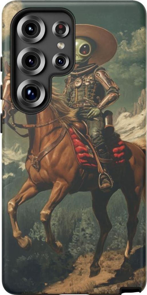 Außerirdischer Cowboy auf Pferd – Hülle Kompatibel mit Galaxy S25 Ultra