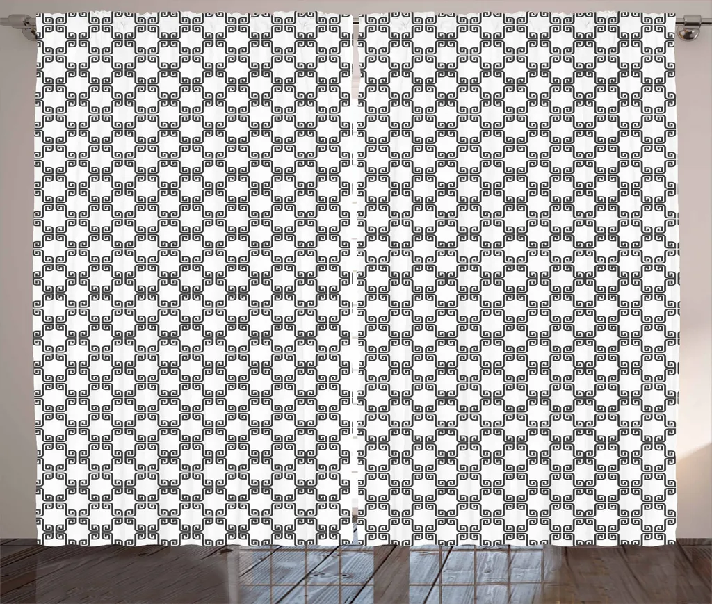 ABAKUHAUS Tenda rustica, linee sinuose a mosaico, soggiorno, nastro universale, tende con passanti e ganci, 280 x 175 cm, grigio antracite e bianco