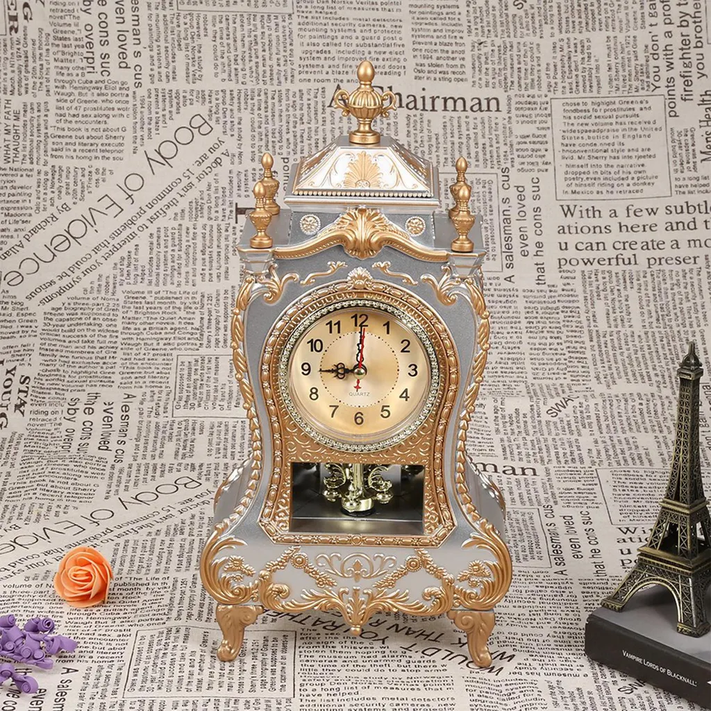 Horloge de table pour maison style ancien, réveil blanc de bureau - 7
