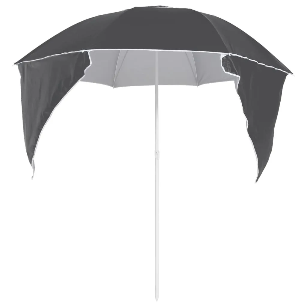 vidaXL Parasol de plage anthracite 215 cm avec parois latérales amovibles