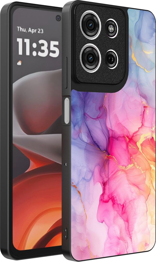 Smartphonica Phone Case Fit für Motorola Moto G15 mit Marmor-Druck - TPU zurück Abdeckung Fall Marmor-Design - Regenbogen
