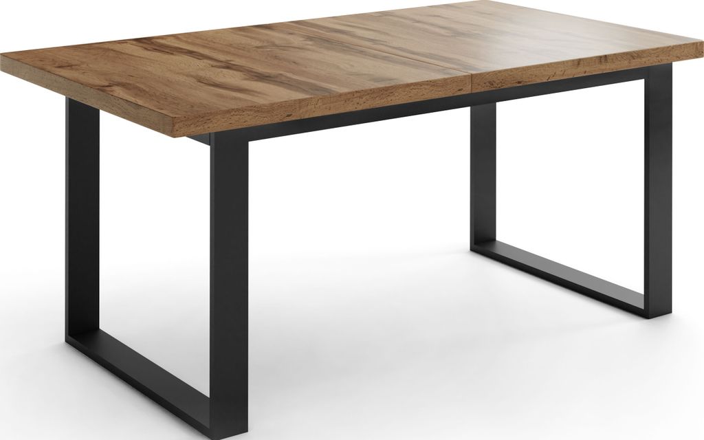 Ausziehbarer Rechteckiger Esstisch im Loft-Stil mit Schwarzen Metallbeinen – Industrieller Tisch für Wohnzimmer – Ausziehbar von 160 cm auf 20...