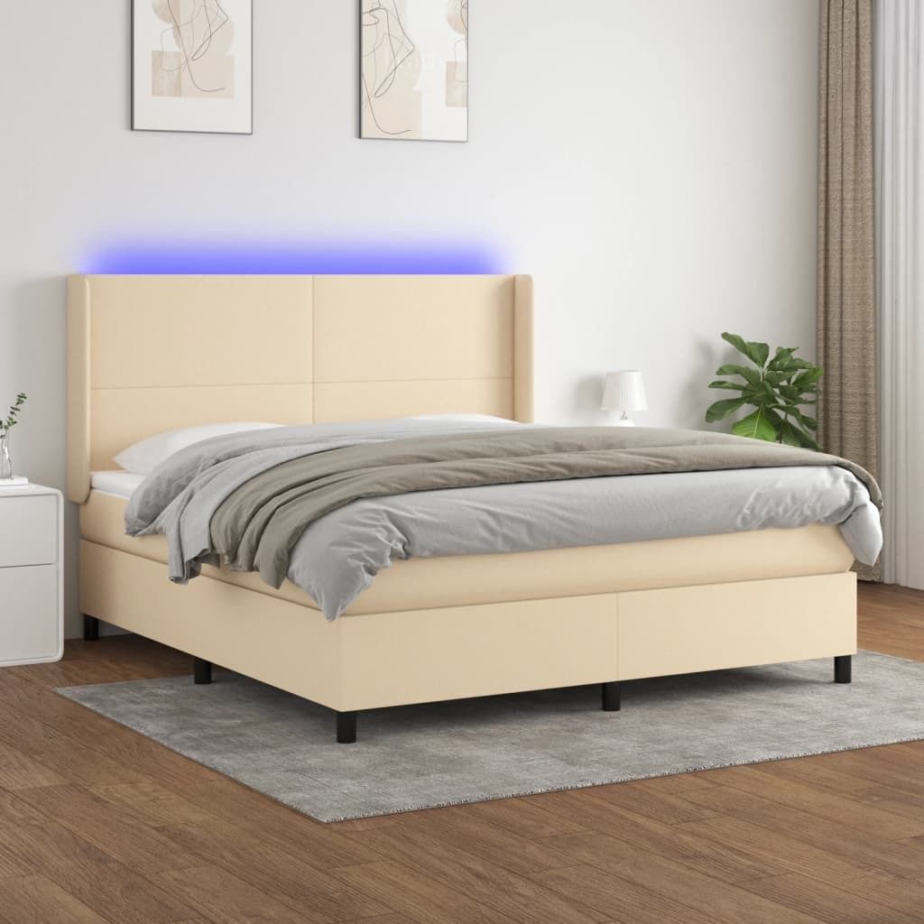 Maison Exclusive - Boxspringbett mit Matratze & LED Creme 180x200 cm Stoff