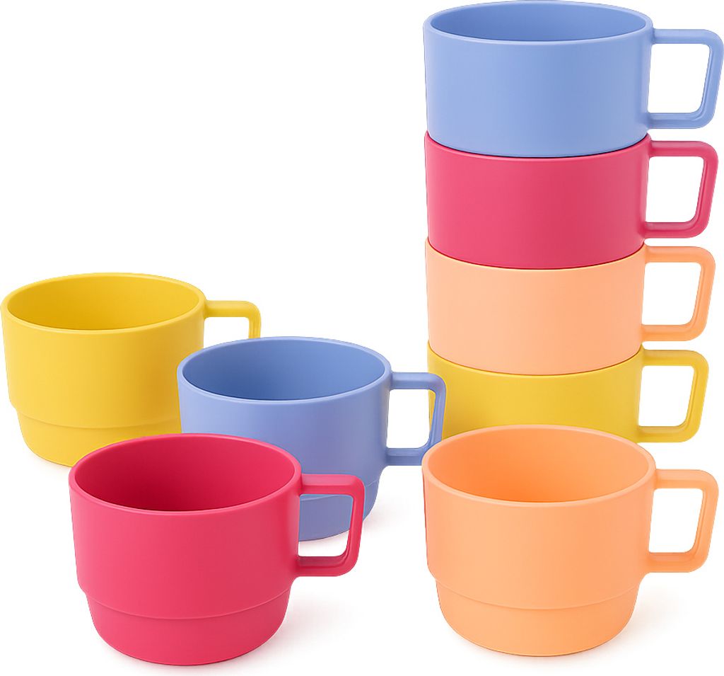 Sada 4 farebných plastových pohárov - 300 ml - vhodné do Obrázok produktu 