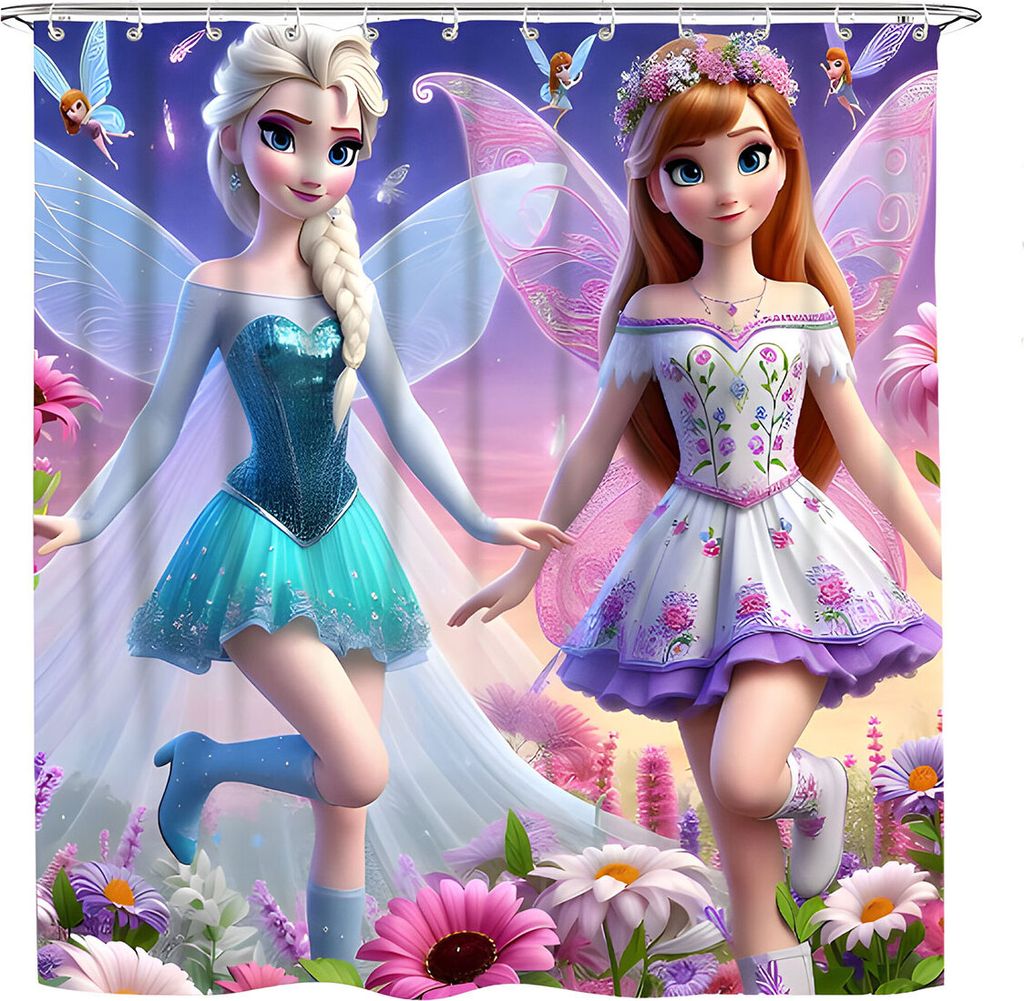 Design-Multifunktionsvorhang 180 x 180 cm – Frozen/Anna und Elsa – Feen