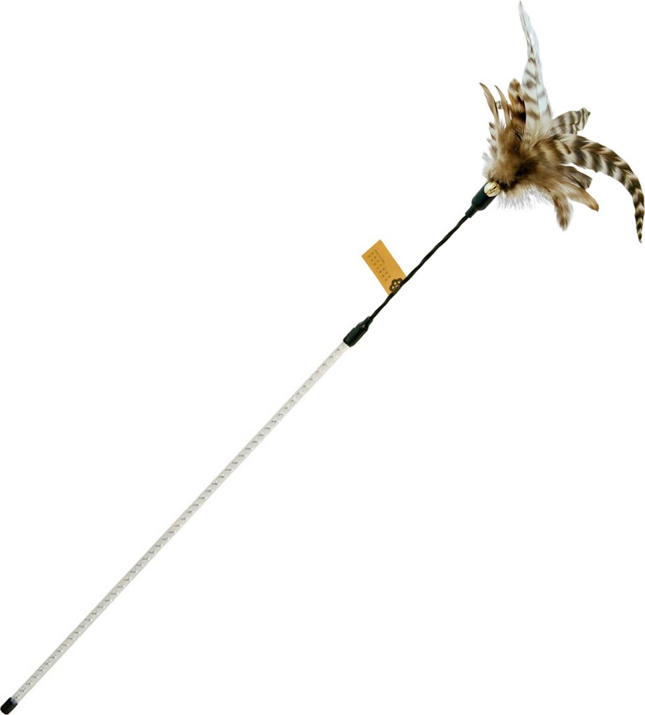 Katzenstab mit Federdesign und Glöckchen, ergonomischer Griff, glatte Kante, bissfest, lindert Langeweile, PVC-Katzenjagd-Teaser-Stab, Haustier-Tr...