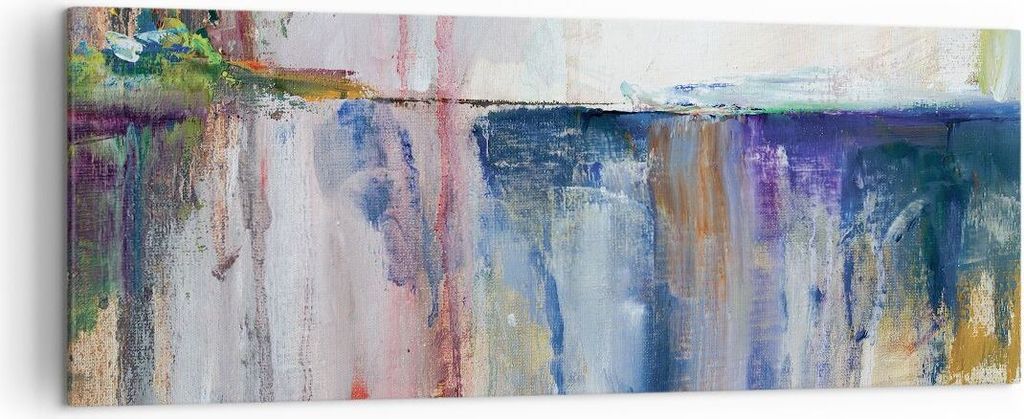 Bild auf Leinwand - Leinwandbild - Einteilig - Abstraktion Farben Öl - 140x50cm - Wand Bild - Wanddeko - Wandbilder - Leinwanddruck - Bilder - Wan...