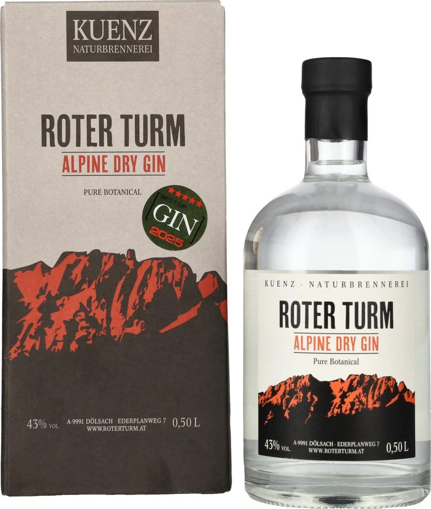 Roter Turm Alpine Dry Gin Pure Botanical 43% Vol. 0,5l en Image du produit 