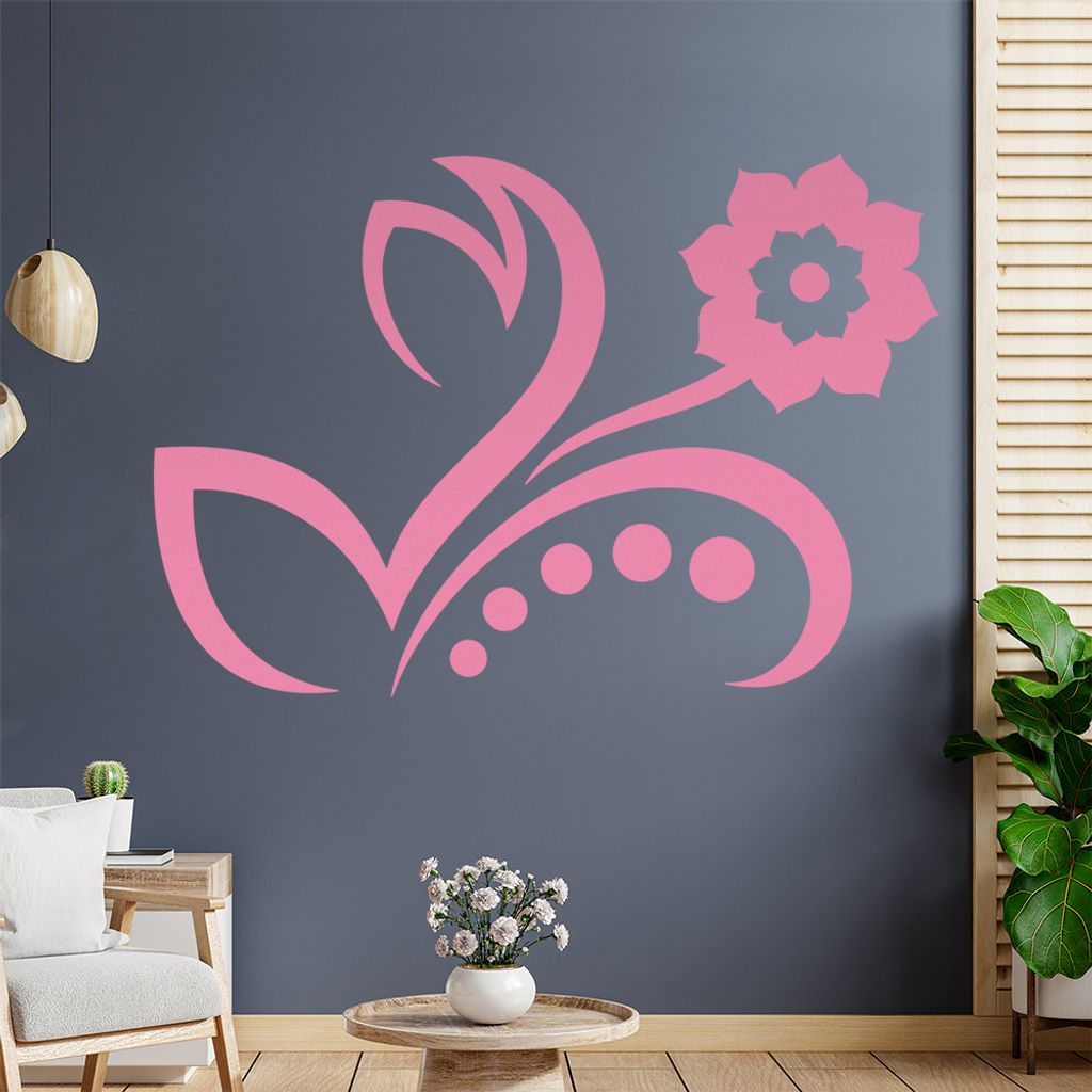 Blume - Linien Punkte Wandtattoo in 6 Größen - Wandaufkleber Wall Sticker - Dekoration, Küche, Wohnzimmer, Schlafzimmer, Badezimmer