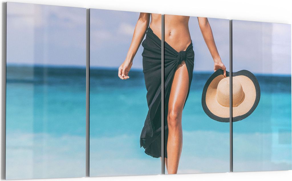 DEQORI Glasbild Echtglas 4x30x60 cm 'Pareo und Sonnenhut' Wandbilder XXL groß