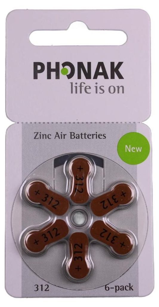 Phonak Hörgeräte Batterien 312er - 6 Batterien