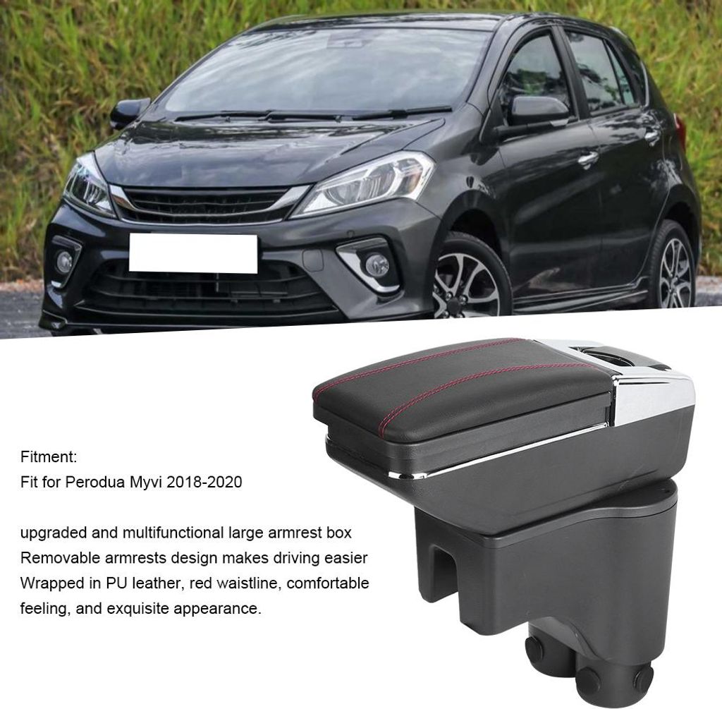 Abnehmbare Armlehnen, multifunktionale Armlehnenbox, Auto-Umrüstung, passend für Perodua Myvi 2018–2020, Typ B