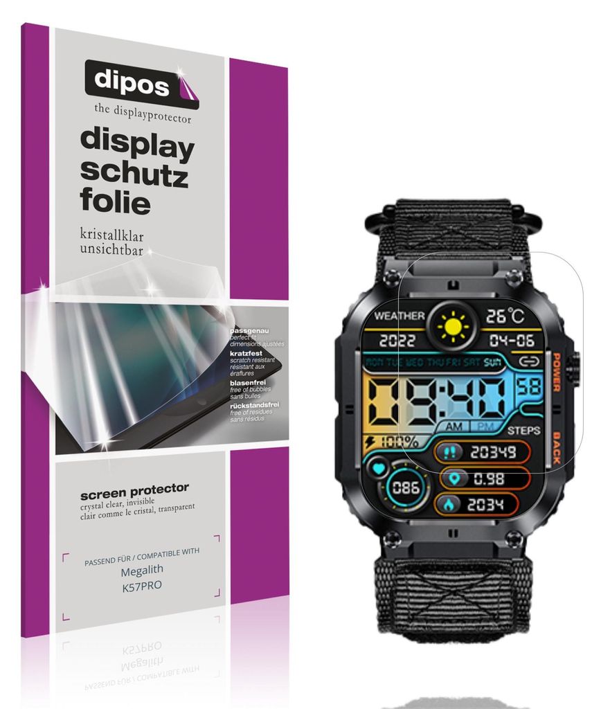 6x Schutzfolie für Megalith K57PRO klar Displayschutzfolie Folie Display Schutz dipos
