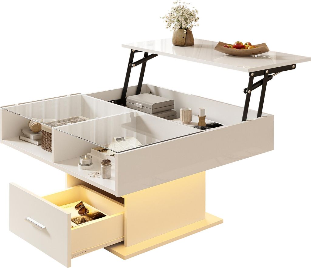 Sweiko Multifunktionaler Hochglanz-Lift-Couchtisch mit Produktbild 