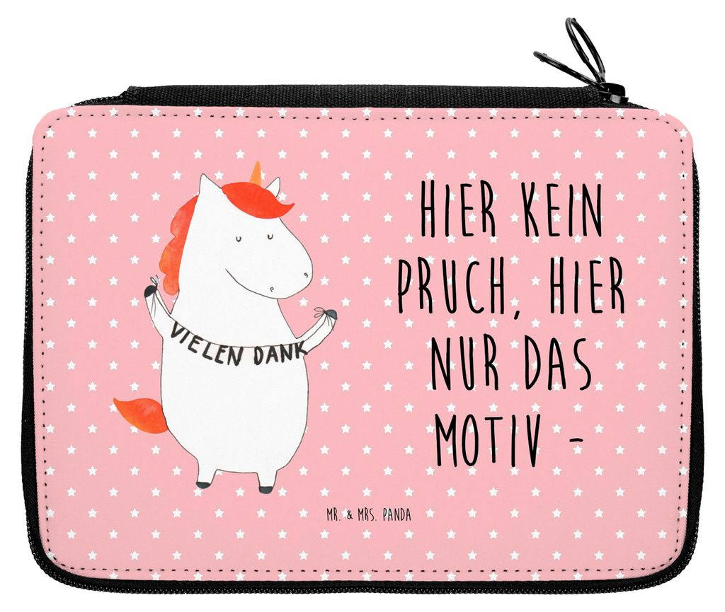 Mr. & Mrs. Panda Schulmäppchen Einhorn Dankeschön - Rot Pastell - Geschenk, Schüleretui, Schlampermäppchen, Federmappe, reiseetui, Danke, Mäpp...