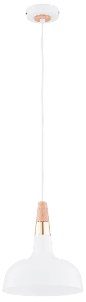 Lustre suspension design blanc et bois pour salon moderne 90cm RODOS