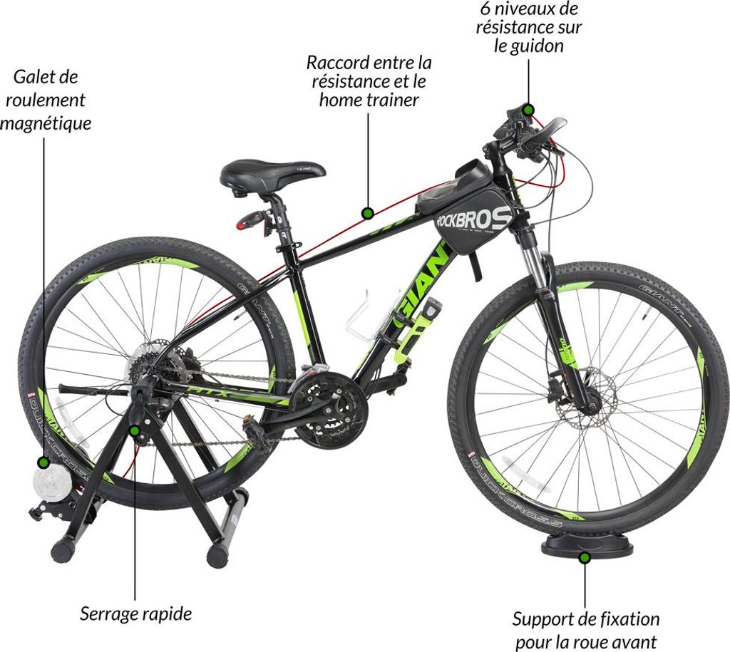 SPORTANA® Home Trainer vélo Max. 150kg entraîneur vélo Noir Image du produit 