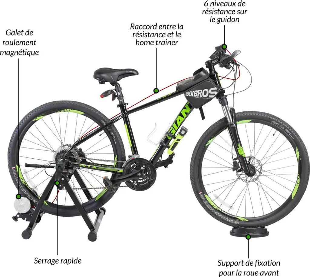 Support Entraînement Vélo d'Appartement Magnétique et Pliable Noir