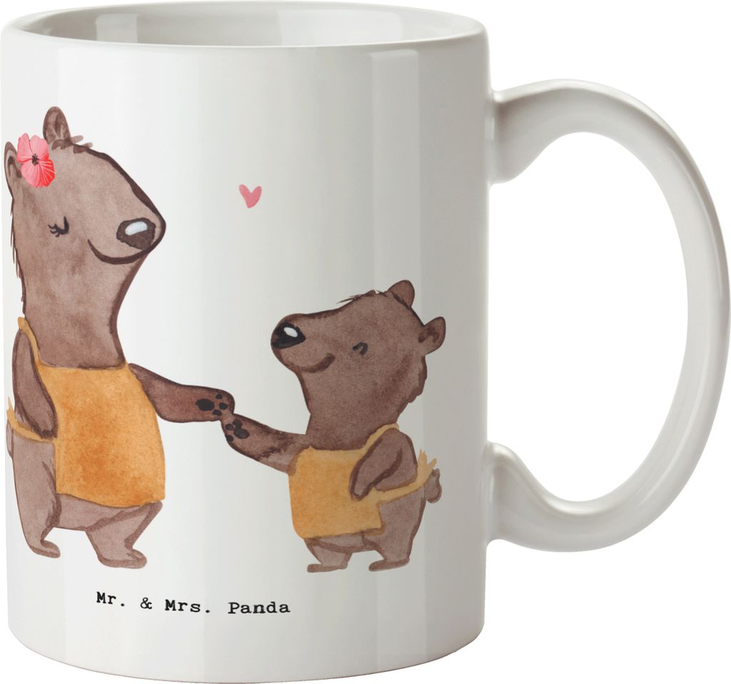 Mr. & Mrs. Panda Pott Arbeitserzieherin Herz - Weiß - Geschenk, schöne tasse, Jubiläum, haferl, Studium, Becher, Ausbildung, Kaffeetasse, Teepot...