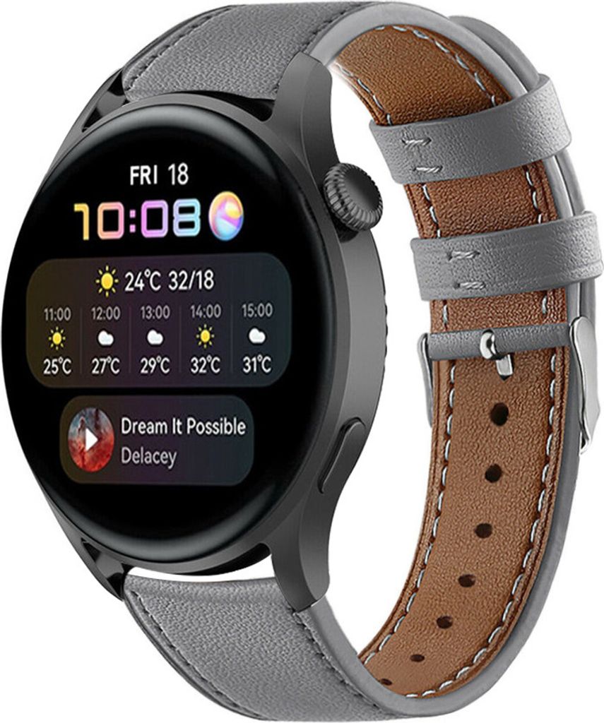 Strap-it Huawei Watch 3 (Pro) Armband Leder (Grau)