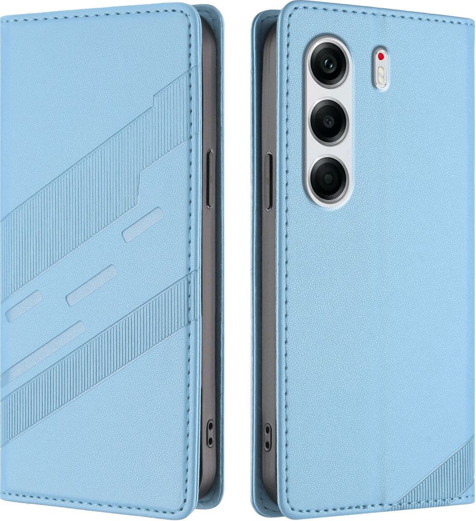 Hülle für Tecno Camon 40 Pro 5G, Kunstleder Brieftaschen Handyhülle mit Kartenfach und Standfunktion Hellblau