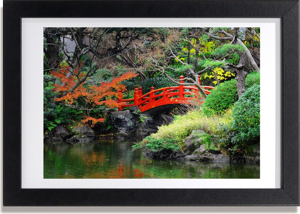 Bild 30x20 MDF-Rahmen, Wandkunst japanischer Garten