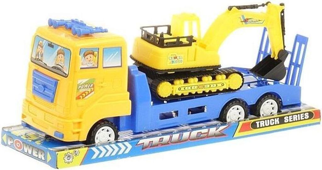 Autotransporter mit Bagger 28,5x11,5 cm - (Spielzeug, Fahrzeuge)