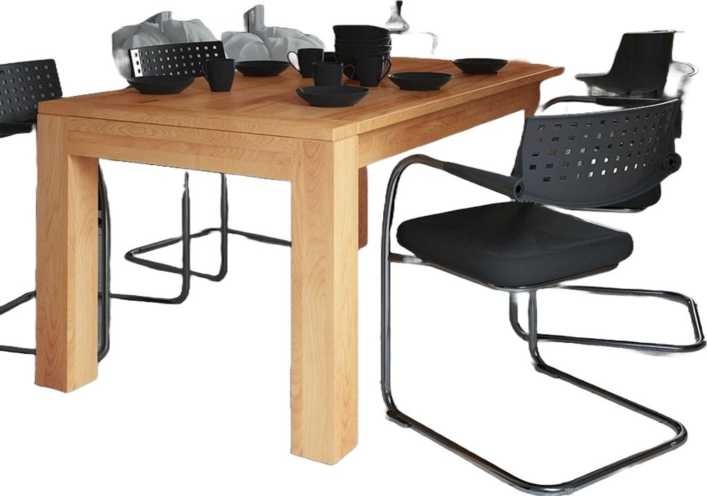 Esstisch Lubic aus Wildeiche massiv 90x200x77 cm mit 2 Verlängerungen auf 290 cm