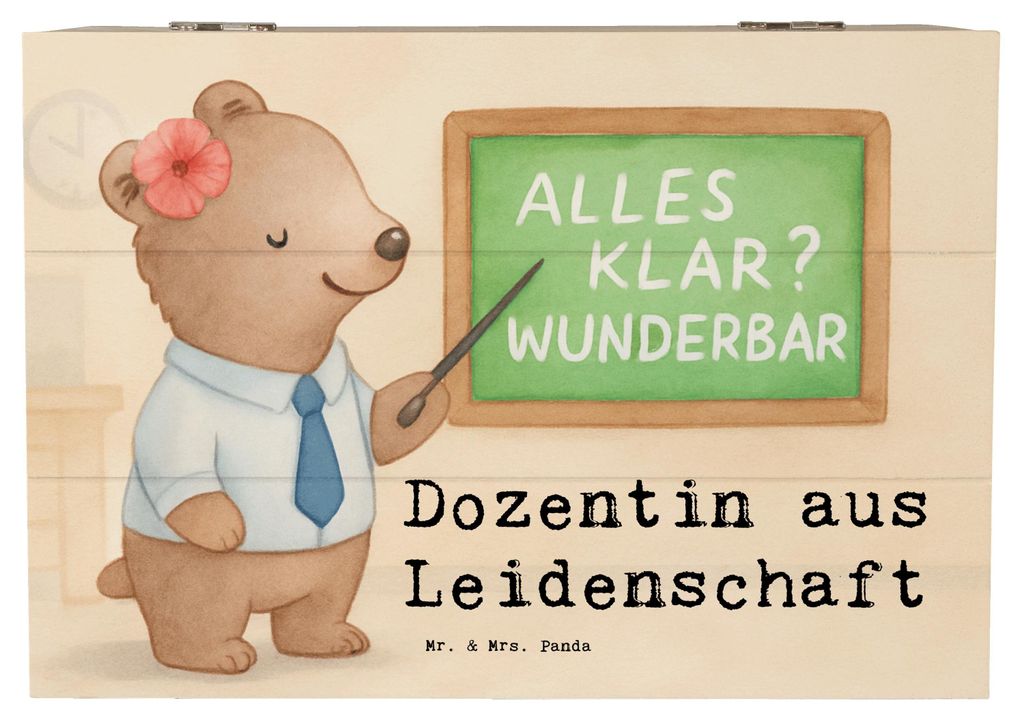Mr. & Mrs. Panda Geschenkbox Dozentin Leidenschaft Design 22 x 15 cm - Weiß - Geschenk, Lustig, Holzkiste, schmucktruhe, fotobox, Professorin, Uni...